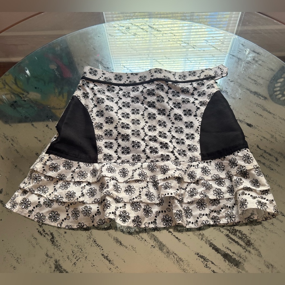 Nuj Novakhett Floral Mini Skirt Black & White Size 6